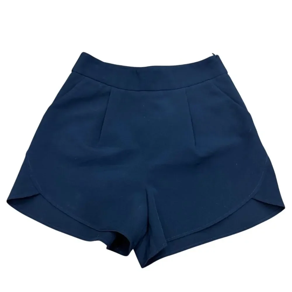 Milly Cady Petal High Waist Draped Shorts Navy Blue Size 0